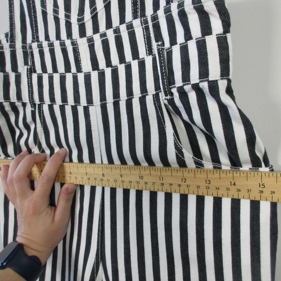 Ochirly Striped Overalls Jumpsuit Women S Black White Wide Leg Goth Grunge 512 - Picture 5 of 12